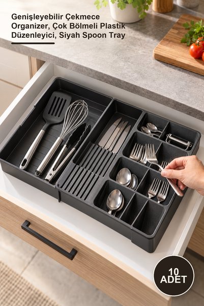 Yenilig 10 Pieces Adjustable Spoon Holders – Expandable Drawer Organizer, Mul...
