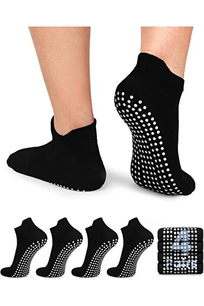 GENERAL Men's Non Slip Yoga Socks with Grips, Cushioned Anti Slip Socks for P...