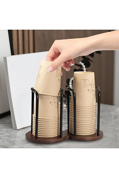 Yelajoy Wood Bathroom Cup Holder (3oz-12oz) - Walnut Disposable/Coffee Cup Di...