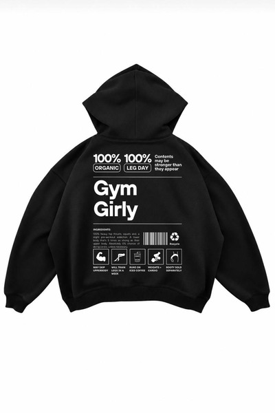 genosha سويت شيرت بقلنسوة كبير الحجم مطبوع عليه Gym Girly