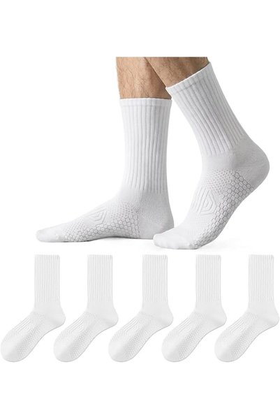 infino Men's Cotton Mid-Calf Socks (5 Pack) – 10A Antibacterial Athletic Sock...
