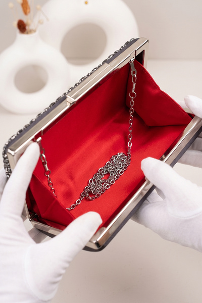 LAREON Mlu8003 Vertical Sparkling Evening Bag with Battery Detail - Wedding, Engagement, and Special Occasion Clutch Bag