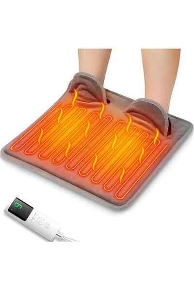 KASTWAVE مدفئ أقدام كهربائي للرجال والنساء، وسادات تدفئة للأقدام مع شاشة LCD ...