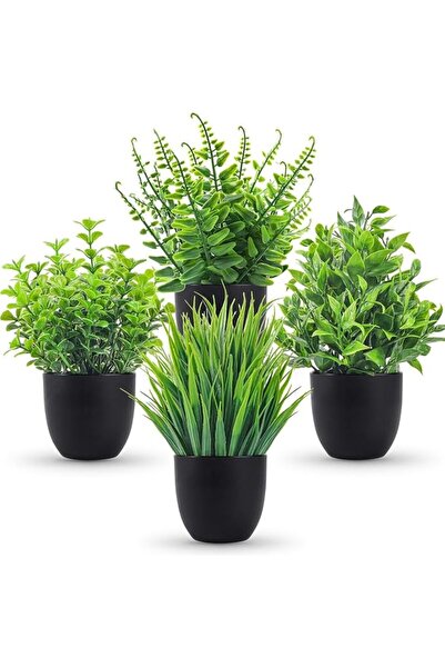 Generic Fake Plants 4 Packs Artificial Plants Small Faux Plants Black Bathroo...
