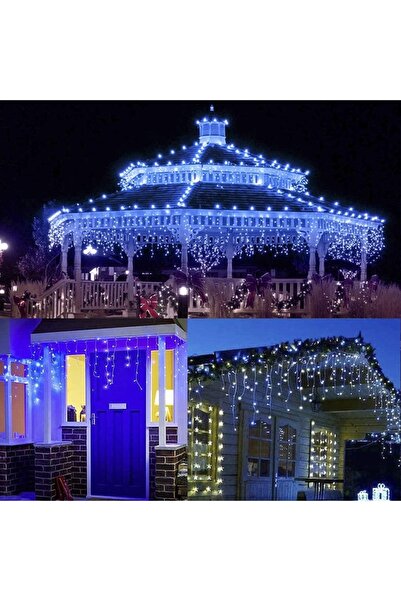 RXH Instalație de Crăciun Tip Franjuri, 25 m, Lumină Albastră, pentru Interio...