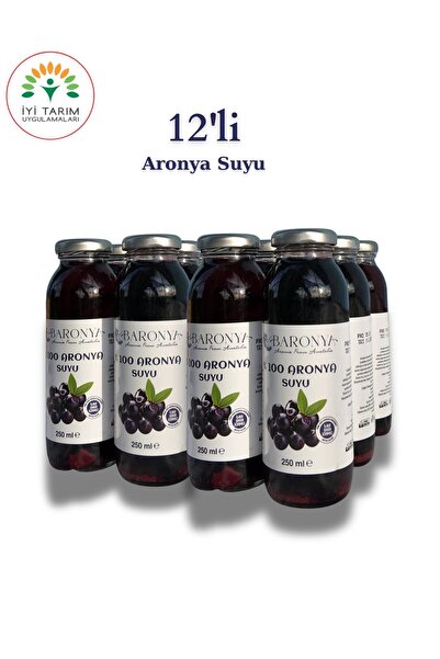 Soğuk Sıkım Katkısız %100 Aronya Suyu 12 adet 250ml
