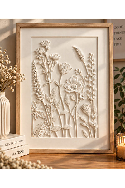 Genel Markalar 3D Çiçek Motifli Dekoratif Duvar Tablosu – Floral Tasarım