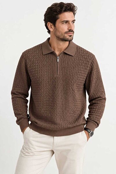 T.trend Men's Knitwear Polo Collar Zippered Acrylic Sweater Comfortable Regul...