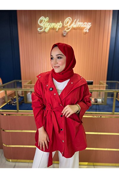 By Zeynep Yılmaz Aller Midi Trençkot Kırmızı