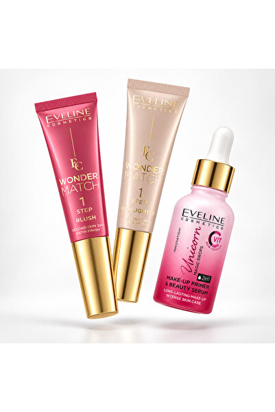 Eveline Cosmetics Σετ Eveline Machiaj – Ρουζ Wonder Match Νο 1 + Χάιλαιτερ + ...