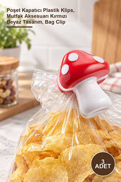 Yenilig 3 Pieces of Mushroom-Shaped Bag Clips – Bag Sealer Plastic Clip, Kitc...