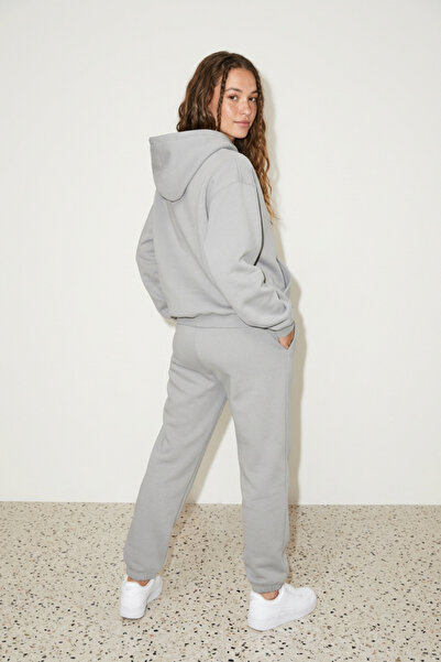 Runades Kadın Pamuklu Kapüşonlu Cepli Oversize Sweatshirt Eşofman Takımı
