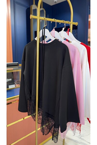 By Zeynep Yılmaz Dantel Sweatshirt Siyah