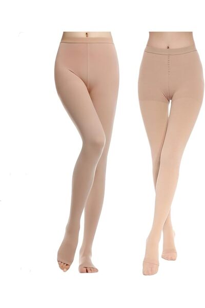 LAXDAMRE جوارب ضاغطة للنساء، 23 - 32 ملم زئبق، جوارب طبية طويلة حتى الفخذ مفت...