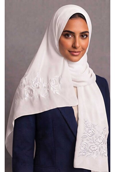 Veil Designer طرحة بوال بنطريز الورد الجوري علي الطرفين قماش ياباني 190*60