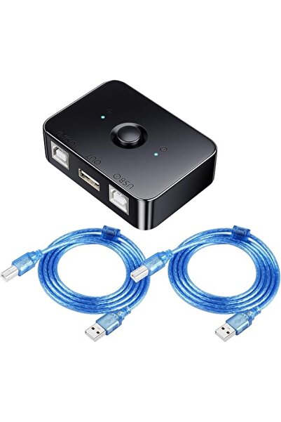 AZONEE محول مشاركة الطابعة USB 2.0، محول مفتاح اختيار الطباعة بمنفذين USB B م...