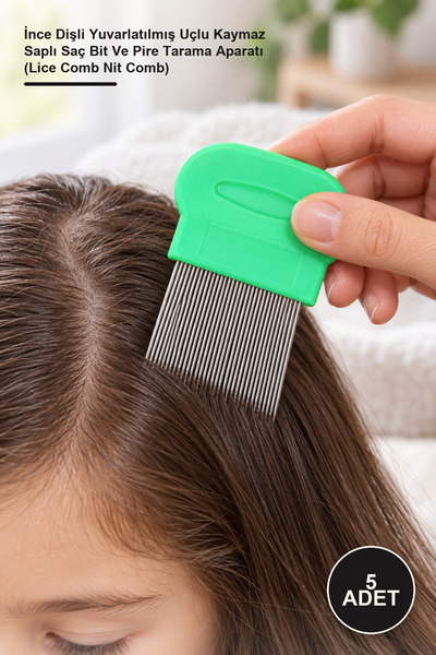 Yenilig 5 Pieces of Lice Comb – Fine-Toothed, Rounded Tip, Non-Slip Handle Ha...