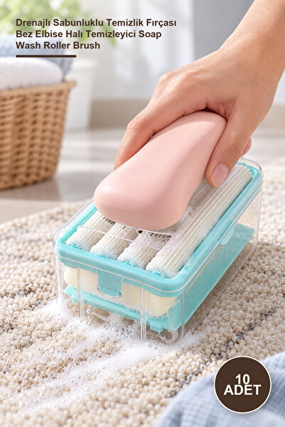 Yenilig 10 Pieces of Soap Wash Roller Brush – Cleaning Brush with Drainable S...