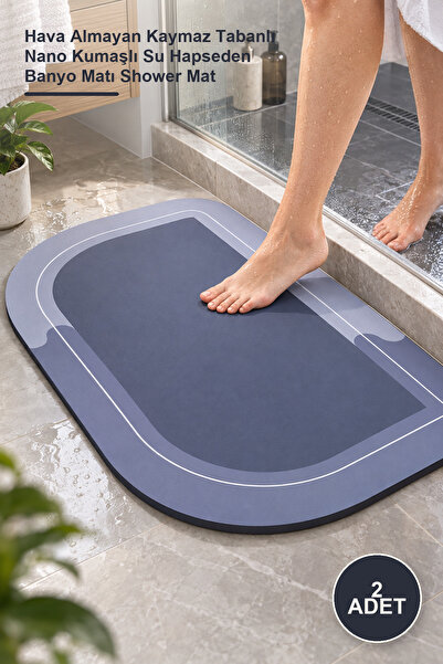 Yenilig 2 Pieces of Super Absorbent Bathroom Shower Mat – Air-Permeable Non-S...