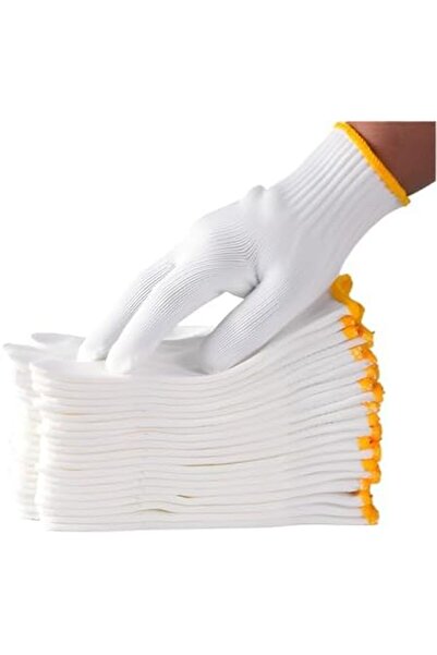 SYOSI 12 Pairs White Cotton Polyester Work Gloves, Bulk String Knit Safety Gl...