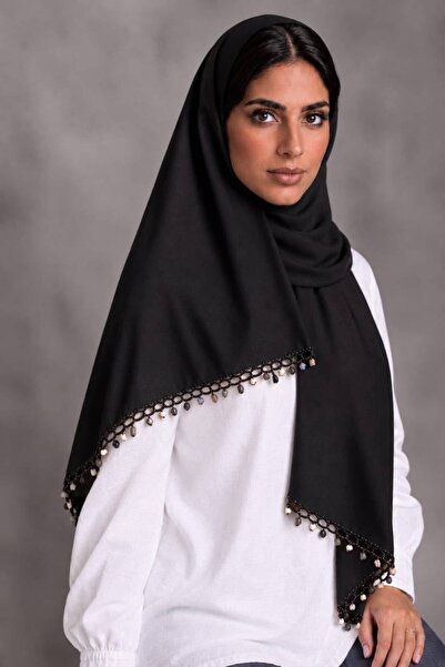 Veil Designer طرحه بوال طبقتبن بتطريز كروشيه علي طرفين الطرحه ييتدلي منها خرز...