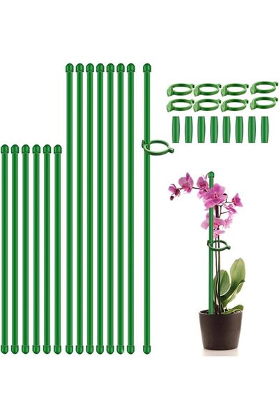 GENERAL 16PCS Plant Stake Support,Green Plant Sticks Rod Household Flowers Su...
