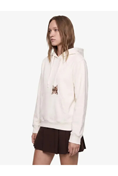 Koton Three Threaded Embroidered Cat Embroidery Long Sleeve Hooded Sweatshirt...