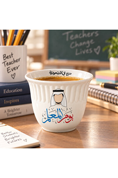 Generic صندوق هدايا أكواب القهوة العربية ليوم المعلم، طقم من 12 قطعة - يوم ال...
