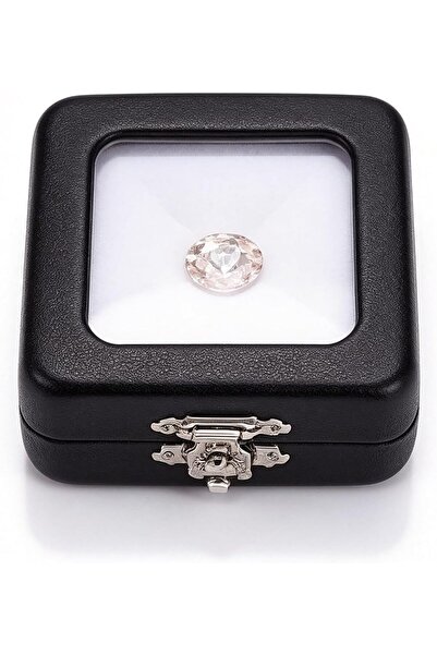 Arabest PU Gemstone Display Box,Black Jewelry Diamond Case with Clear Lid and...