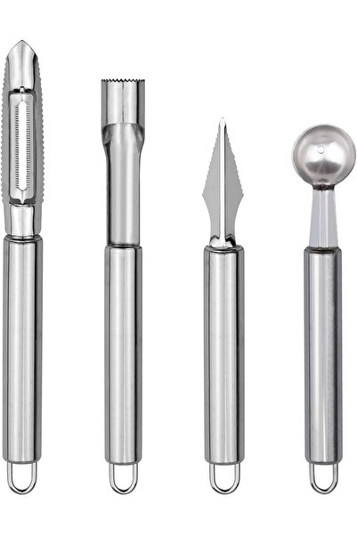 Noonedibs Set 4 unelte pentru sculptat fructe, cuțit, scobitoare, curățător, ...