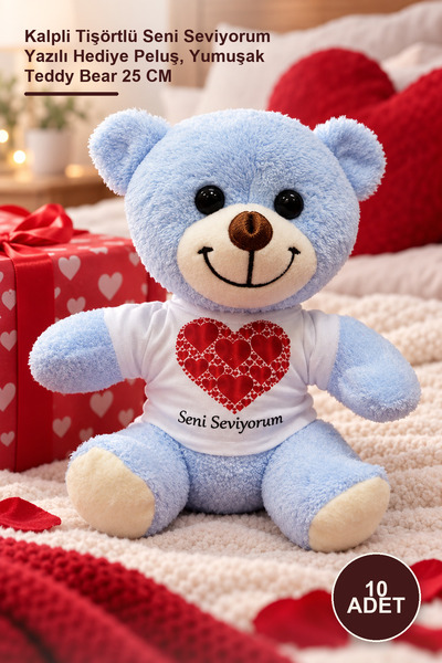 Yenilig 10 Pieces of Plush Teddy Bears - Gift Plush with Heart T-Shirt and I ...