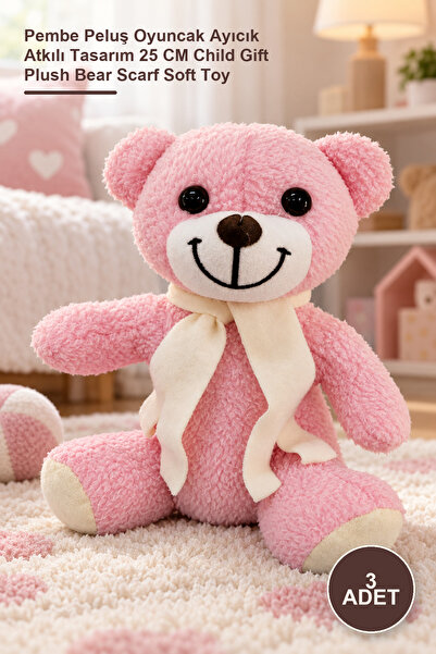 Yenilig 3 Pieces Plush Teddy Bear – Pink Plush Teddy Bear with Scarf Design 2...