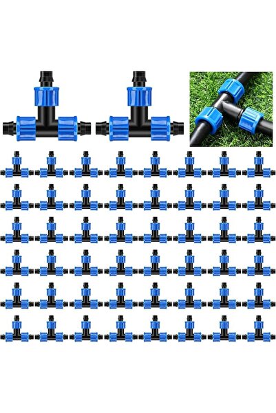 KASTWAVE 50 Pcs Drip Irrigation Tee Fittings 5/8 Inch Barbed Connectors for 1...
