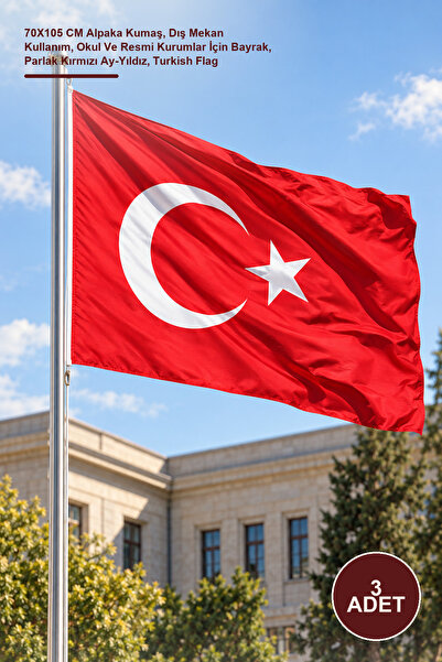 Yenilig 3 قطع من الأعلام التركية - قماش الألبكا مقاس 70 × 105 سم، للاستخدام ا...