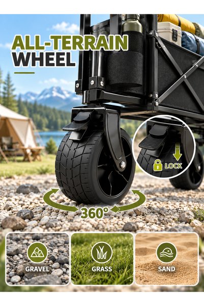 Yoawllty Collapsible Wagon Cart，load capacity 250 kg, all-terrain tyres, suitable for camping and shopping