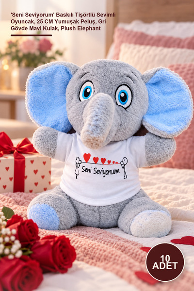 Yenilig 10 Pieces Plush Elephant – Cute Toy with'I Love You' Printed T-Shirt,...