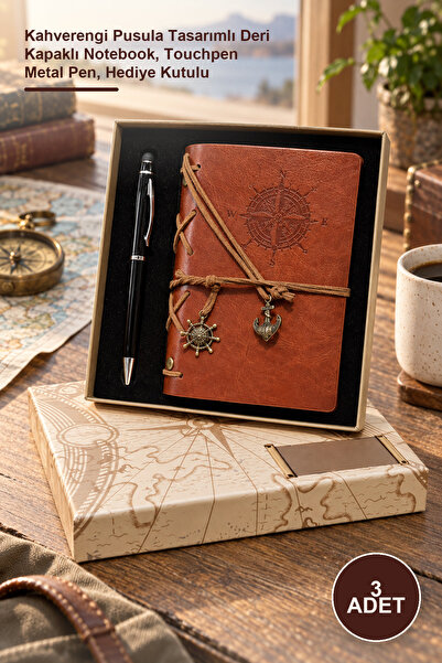 Yenilig 3-Piece Leather Notebook and Black Pen Set – Leather Cover Notebook w...
