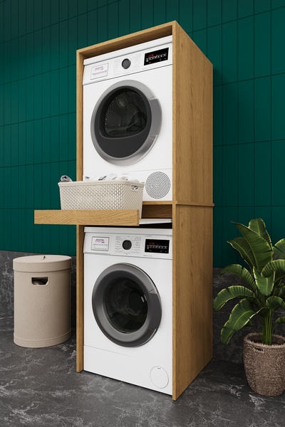 asratrend Lüks Çekmeceli Çamaşır Makinesi Dolabı %100 MDF Çamaşır Kurutma Ban...