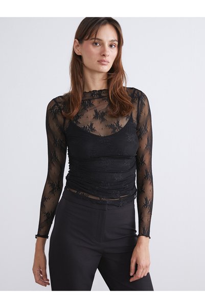 LC Waikiki Funnel Neck Lace Blouse