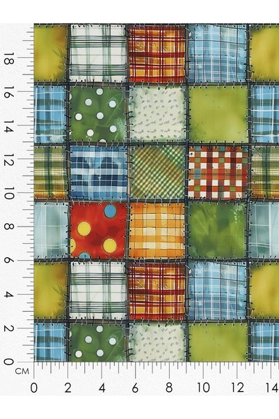 FabricMarket قماش ساتان قطني 100% - 300×155 سم - بنمط منقوش ومنقط، بألوان أخضر وأزرق وبرتقالي وأصفر