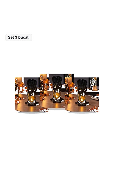 OEM Σετ 3 βάσεων για κεριά LED τύπου tea-light για το Halloween – Φαντάσματα ...