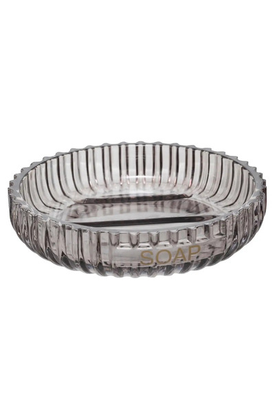 5FIVE Glass Soap Dish (11 x 2.5 cm, Grey)