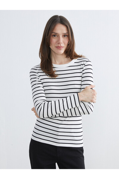 LC Waikiki Women's Striped Crew Neck Bodysuit