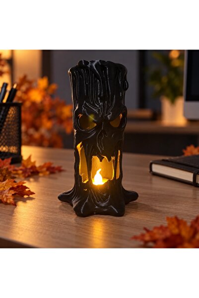OEM Halloween LED Tea-Light Holder – Melted Ghost, 14.9 × 9.5 × 8 cm