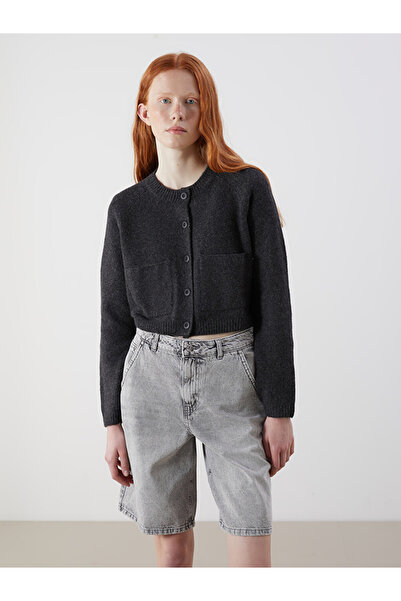 LC Waikiki Crew Neck Cropped Cardigan for Women