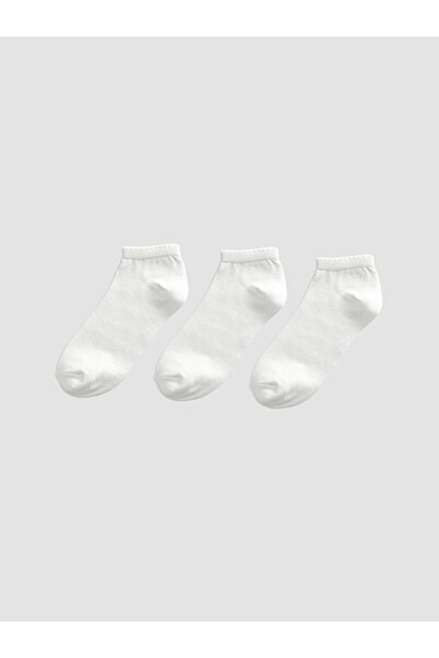 LC Waikiki Nevavm White Plain 3-Pack Women's Booties Socks with a Difference