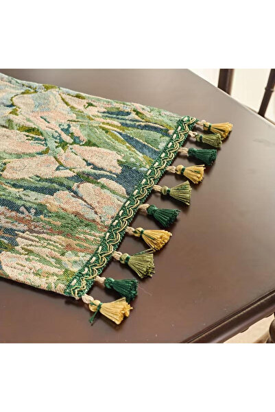 yoyimoore Table Runner Tablecloth Knitted Lace Tasseled
