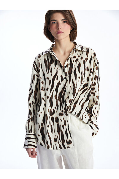 LC Waikiki Leopard Print Oversize Women's Shirt