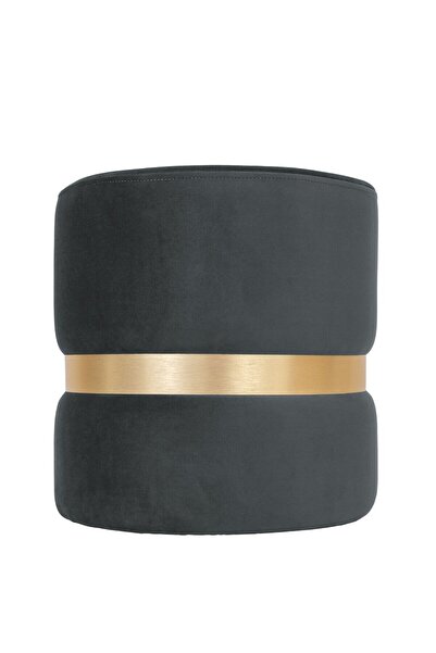 OEM Ring stool, fixed, round, textile, gray + gilded, 38 x 38 x 40 cm