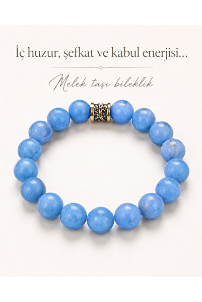 LemaStone Natural Angelite (Angel Stone) 10 mm Peace Blue Sphere Cut Women's ...
